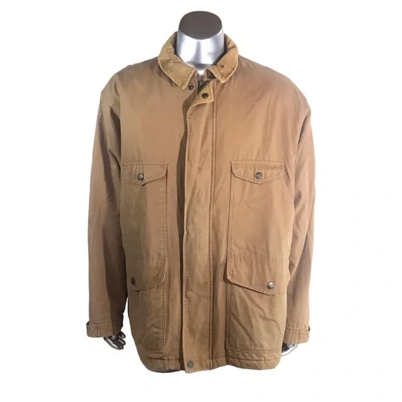 Mens Faded Glory XLT Canvas Work Jacket Lined Embroidered Patch